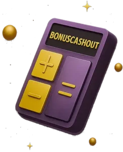 Calculateur de wager violet et doré BonusCashout - outil de calcul des conditions de mise pour bonus casino.